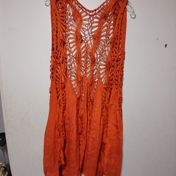 Rust Color  Crochet Swim Cover-Up - Picture 7 of 9